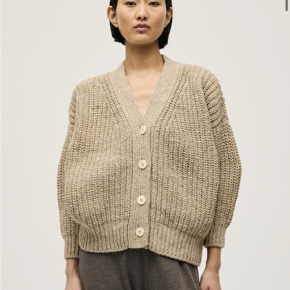 Babaa Taupe Knit Cardigan Sweater